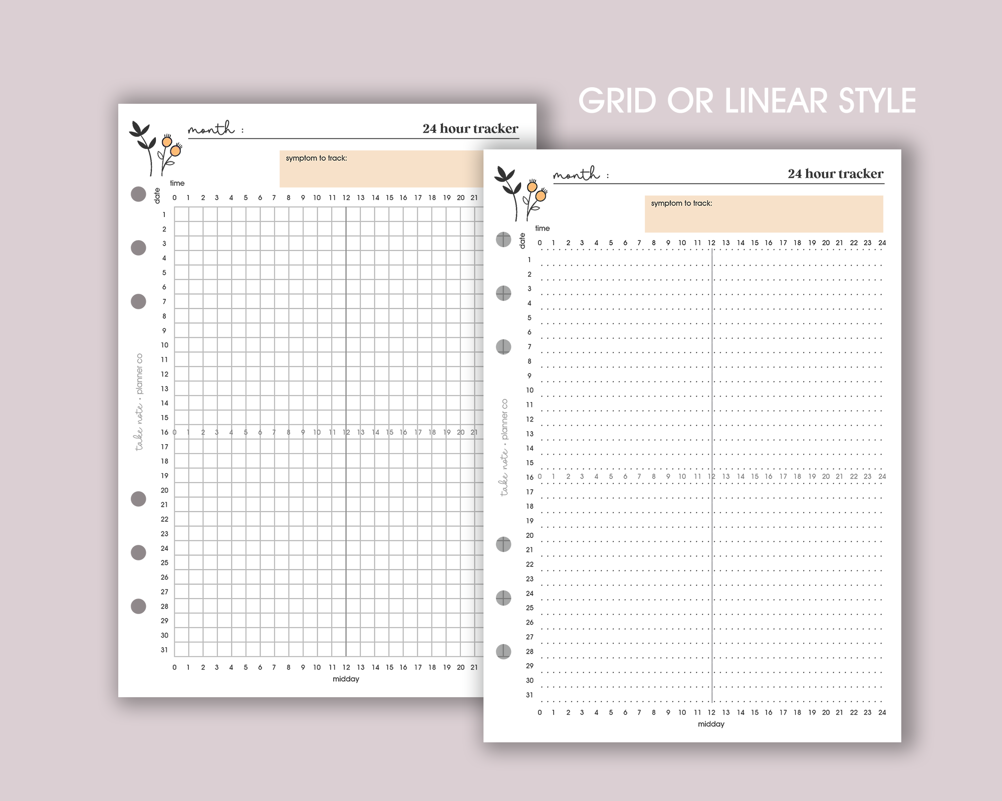 24 Hour Symptom Tracker Inserts <!---daisy-->