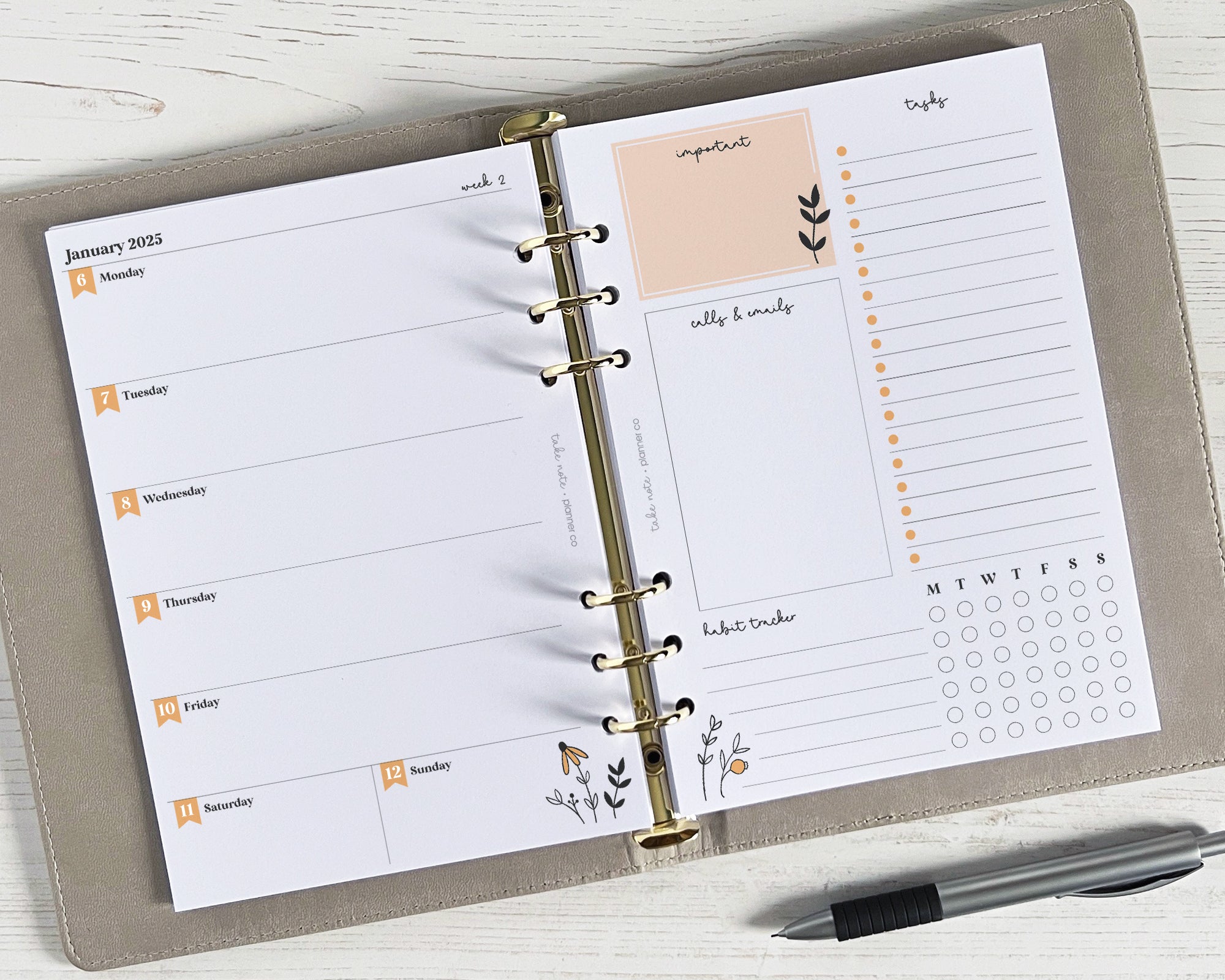 Dated Weekly Planner Inserts <!---daisy:WEEK2-->