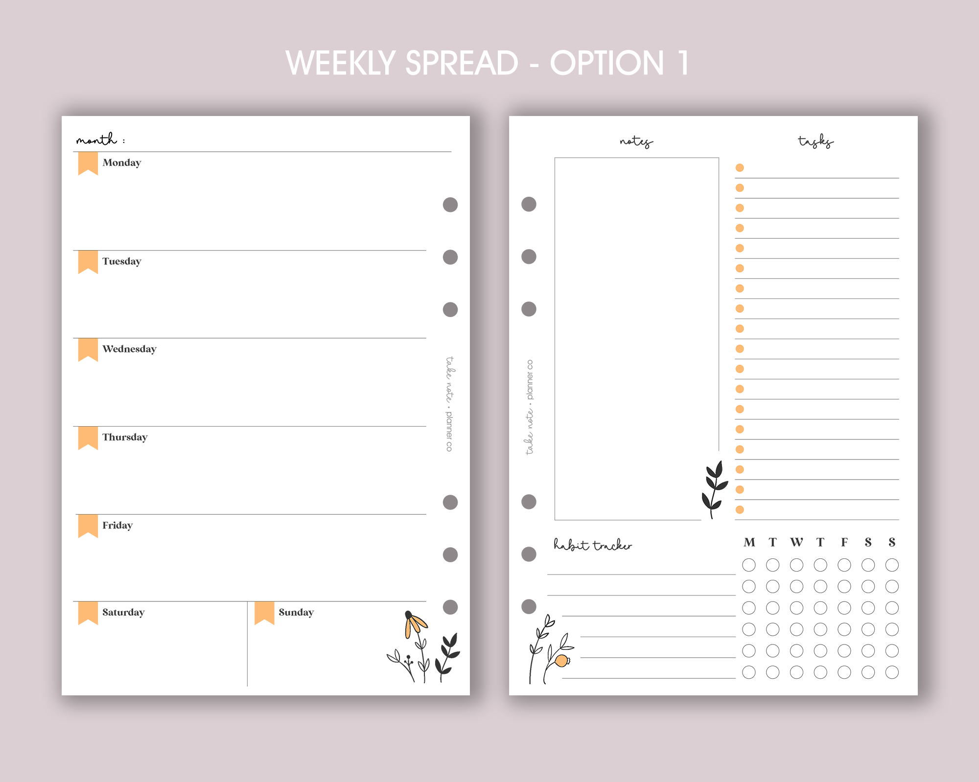 Undated Weekly Planner Inserts <!---daisy:WEEK2-->