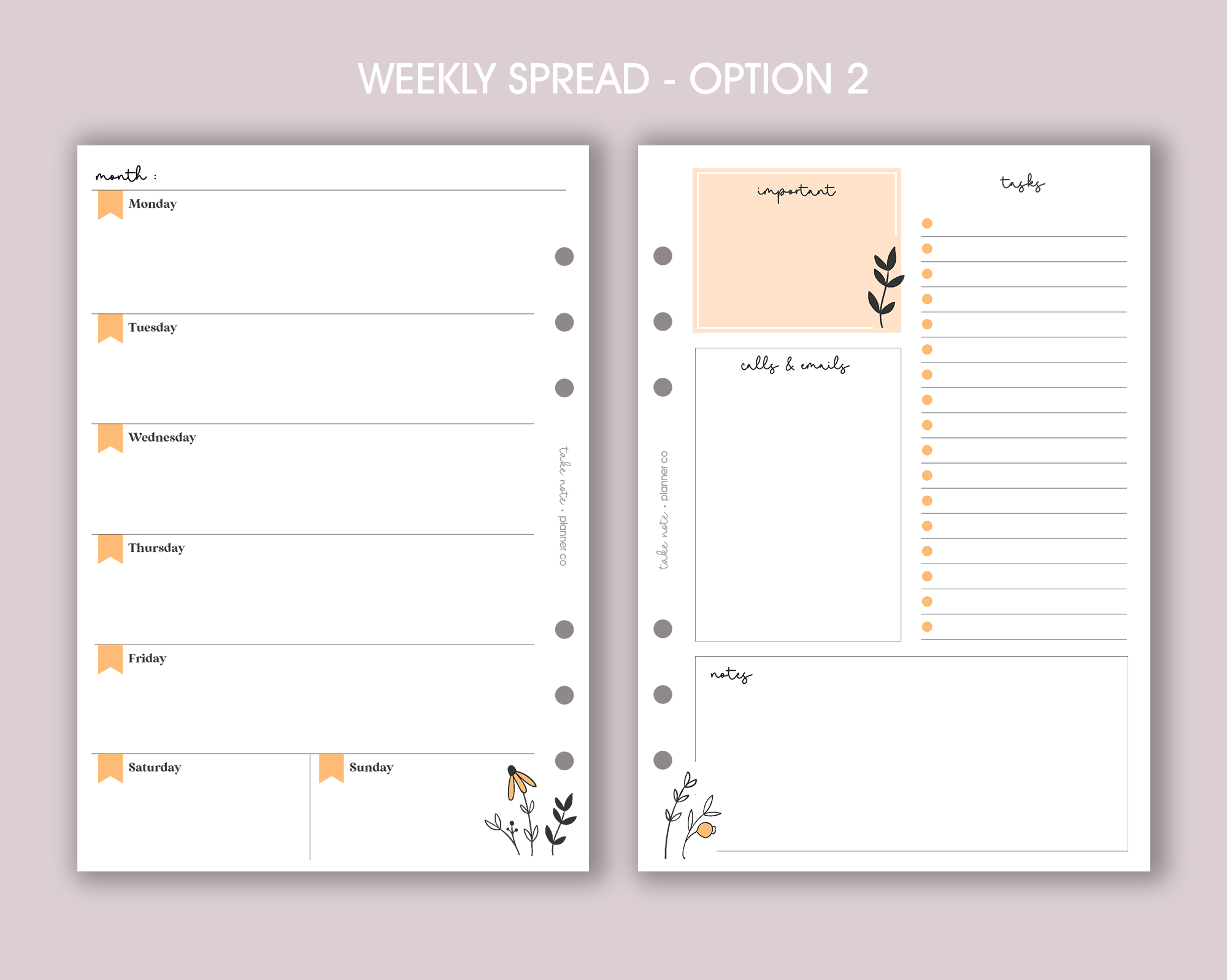 Undated Weekly Planner Inserts <!---daisy:WEEK2-->