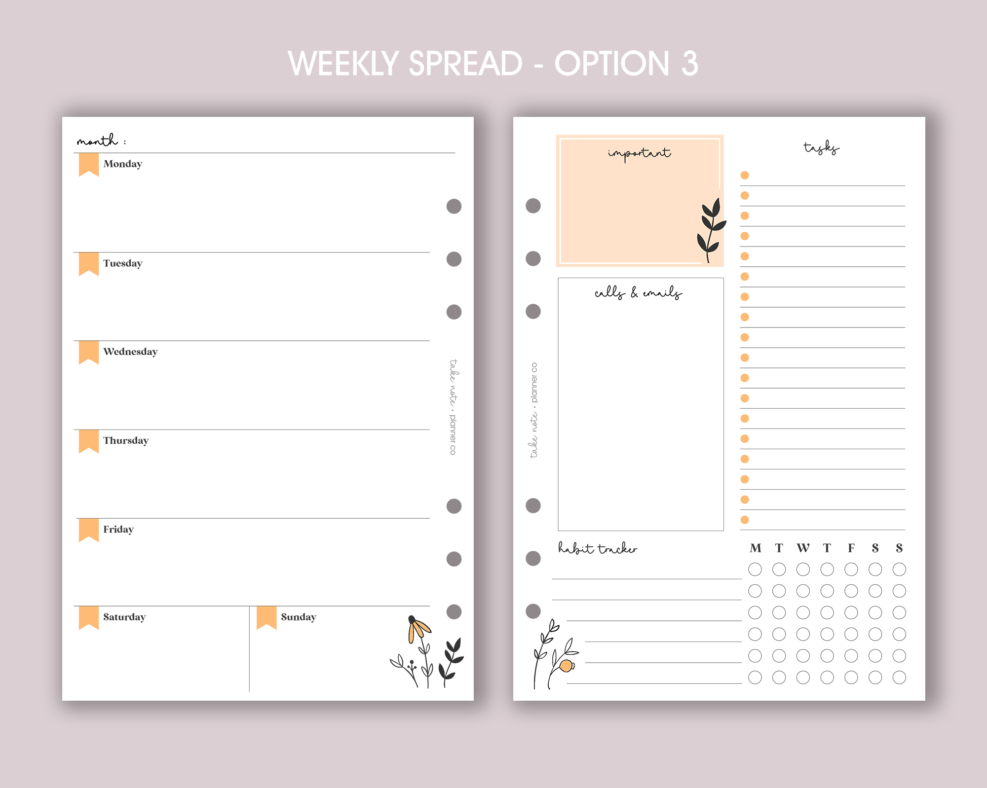 Undated Weekly Planner Inserts <!---daisy:WEEK2-->