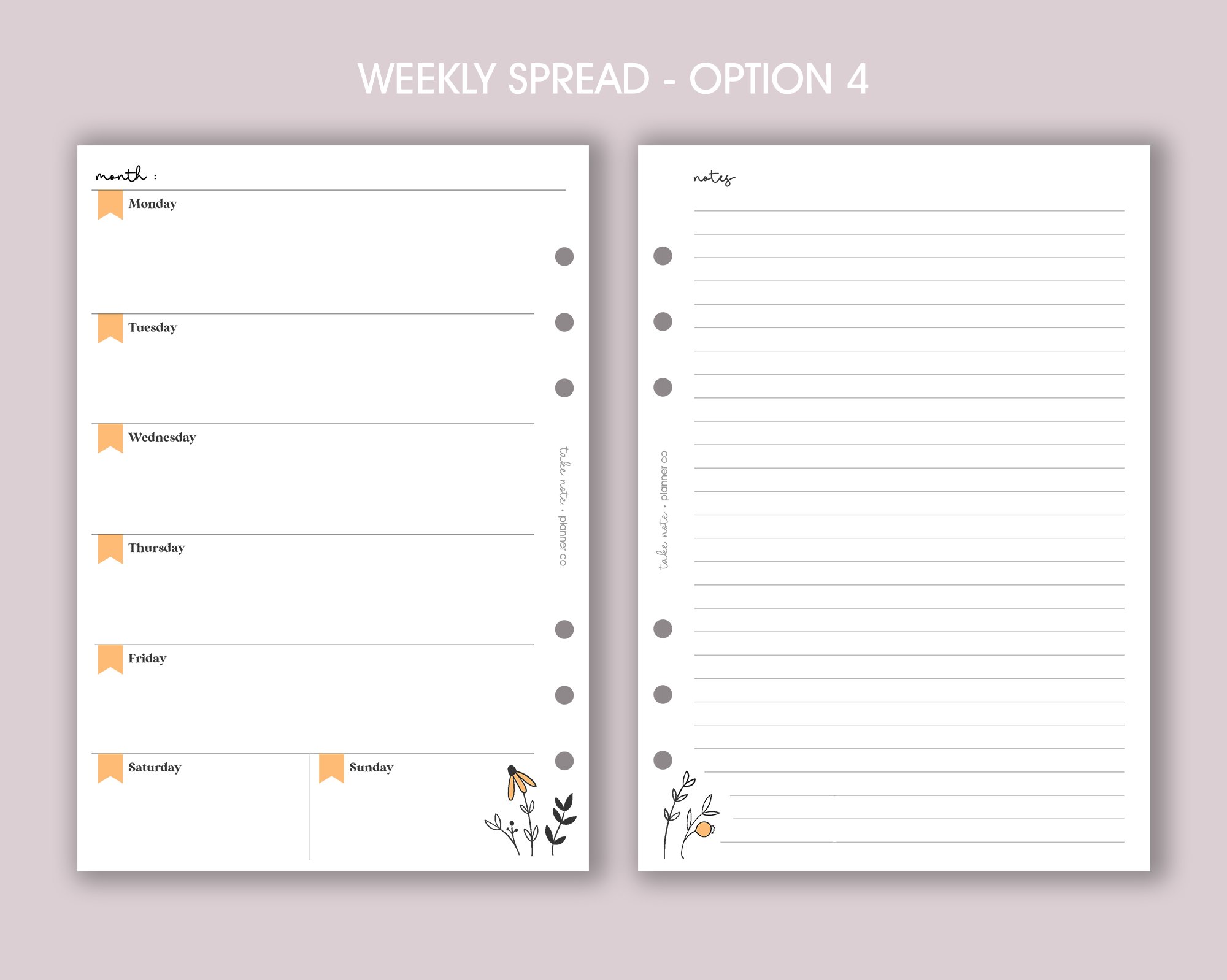 Undated Weekly Planner Inserts <!---daisy:WEEK2-->