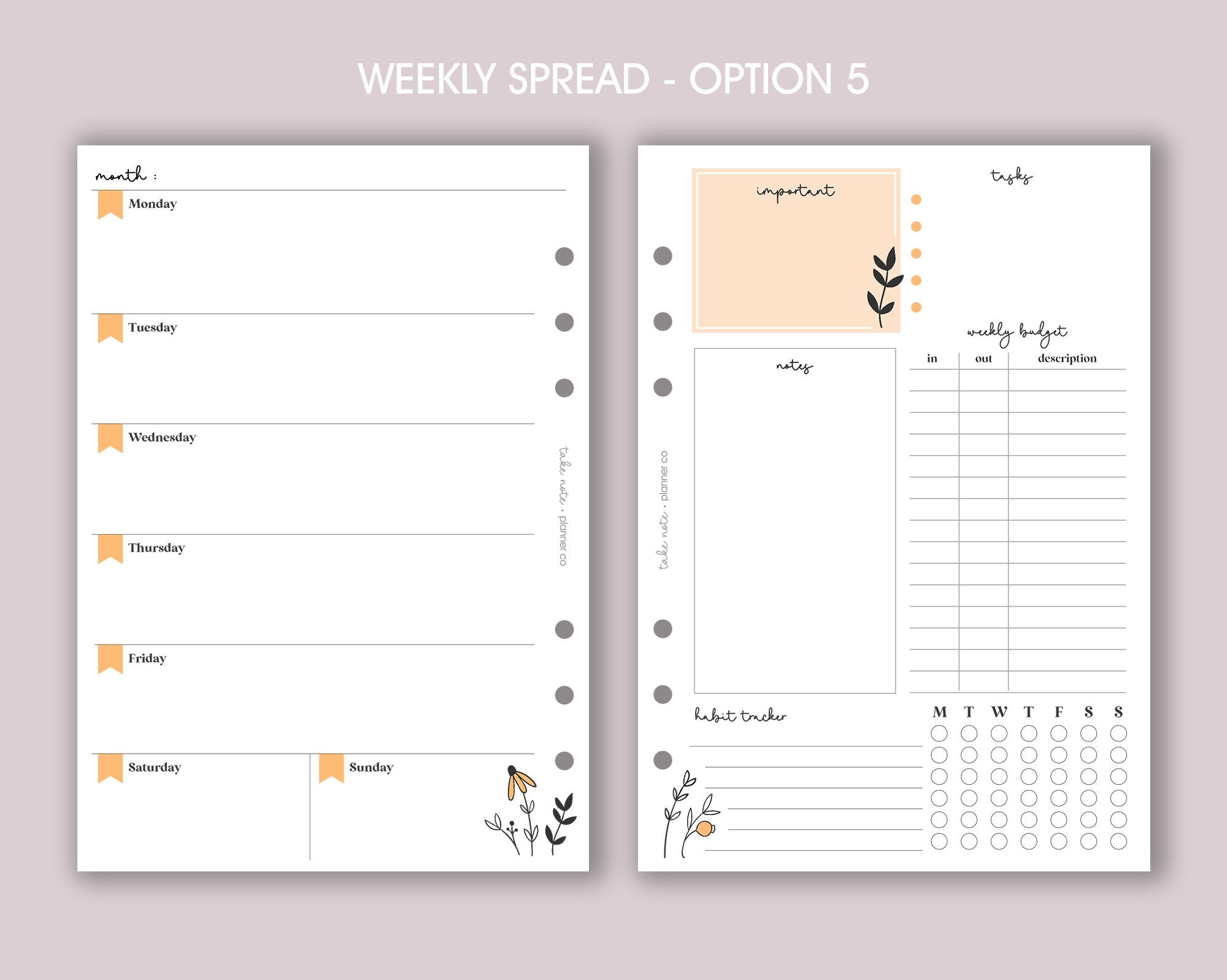 Undated Weekly Planner Inserts <!---daisy:WEEK2-->