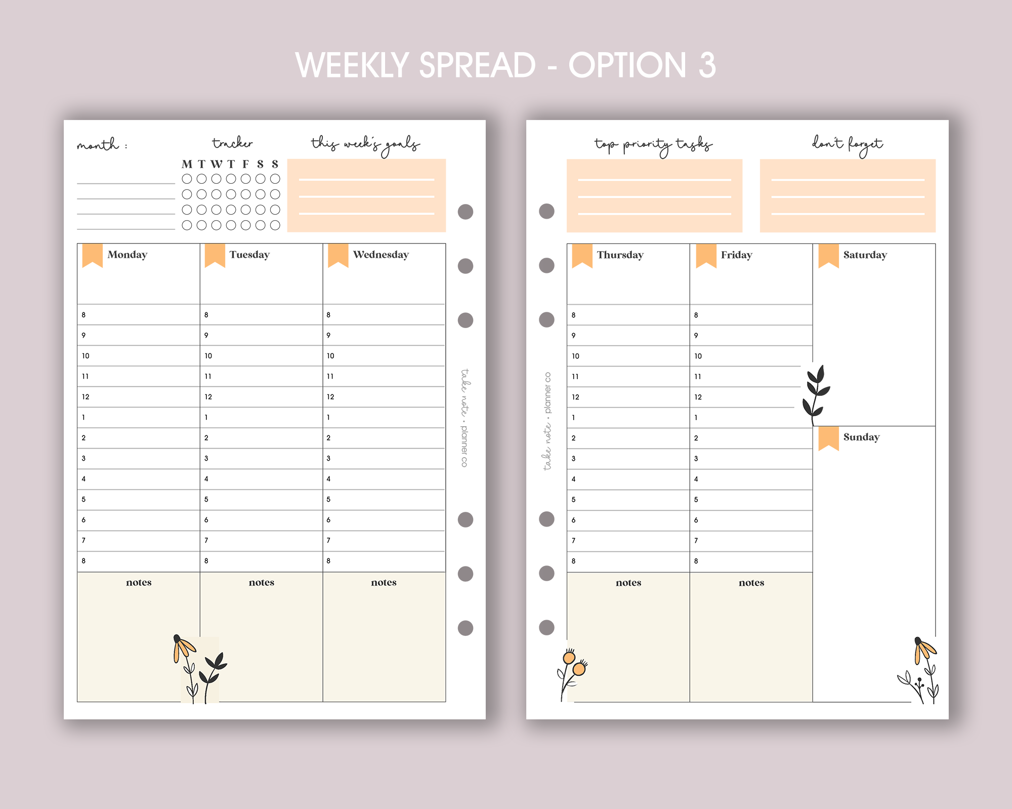 Undated Weekly Planner Inserts <!---daisy:WEEK7-->