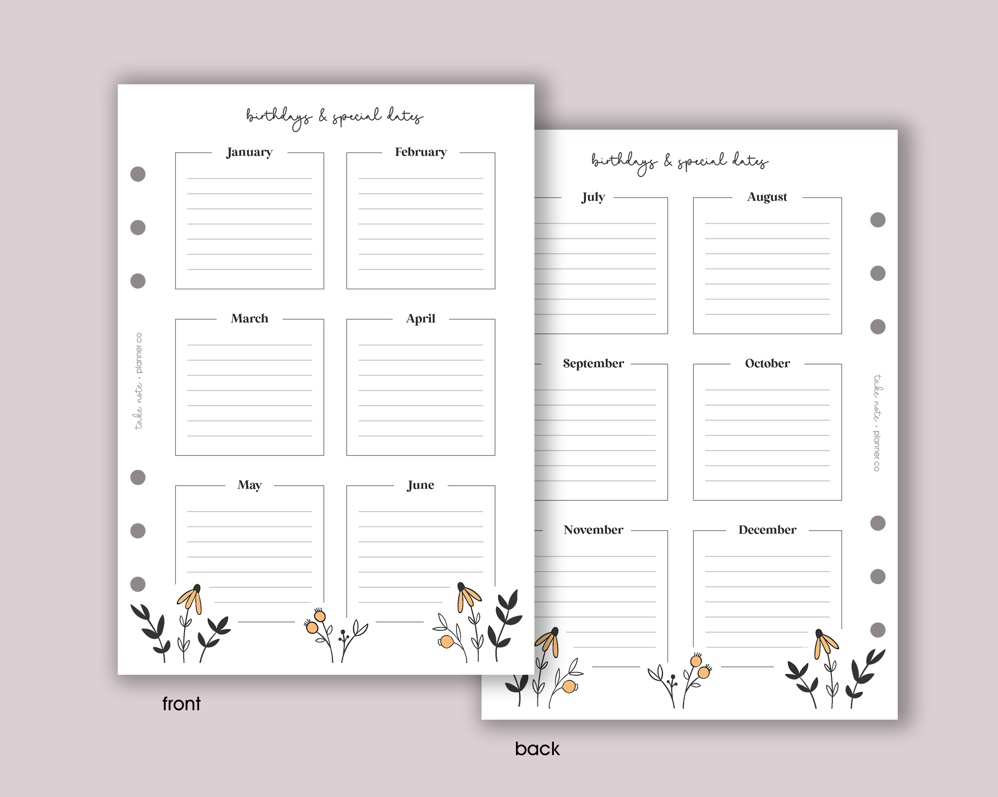 Undated Yearly Overview Insert <!---daisy:YEAR1-->