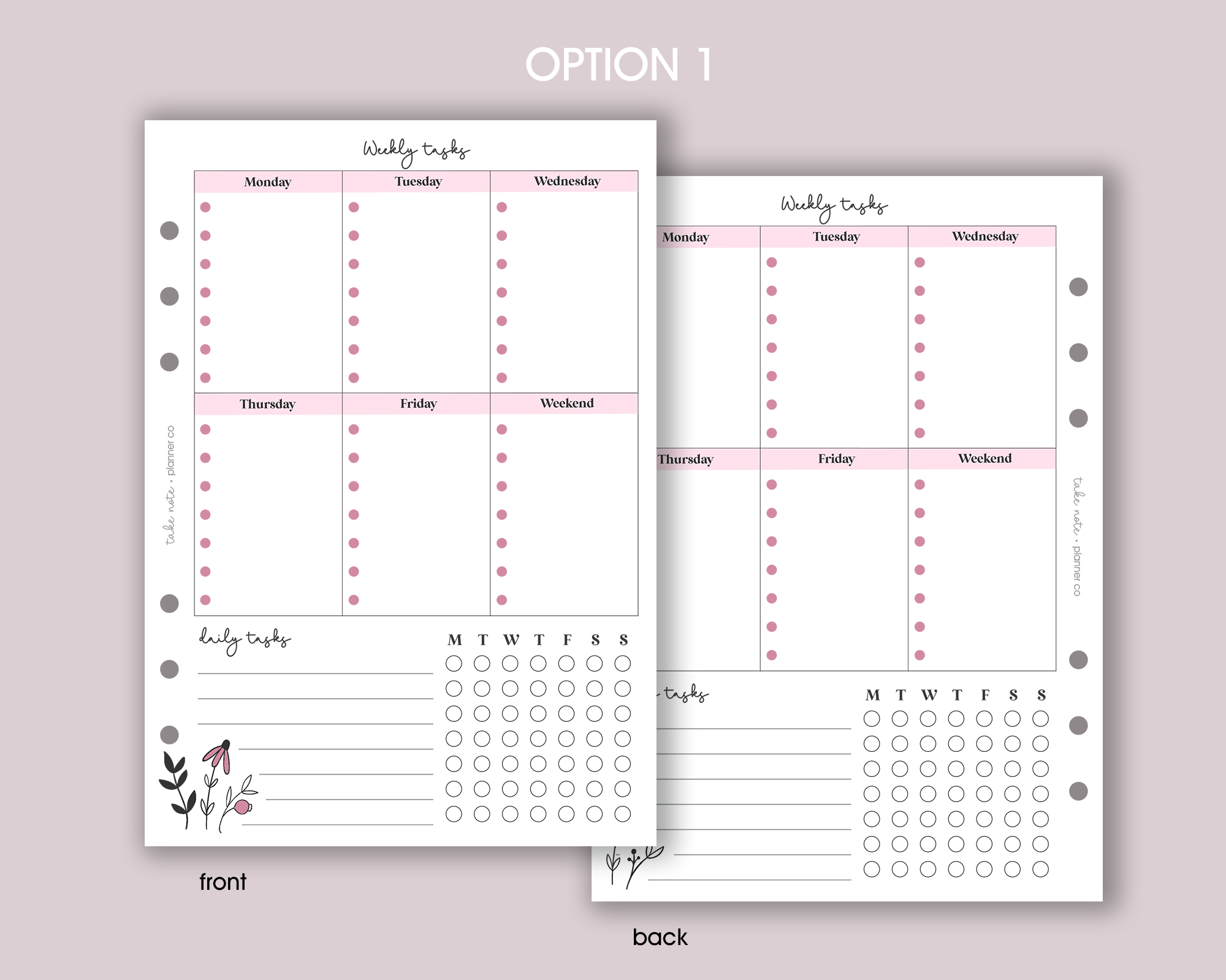 Weekly Tasks Planner Inserts <!---daisy-->