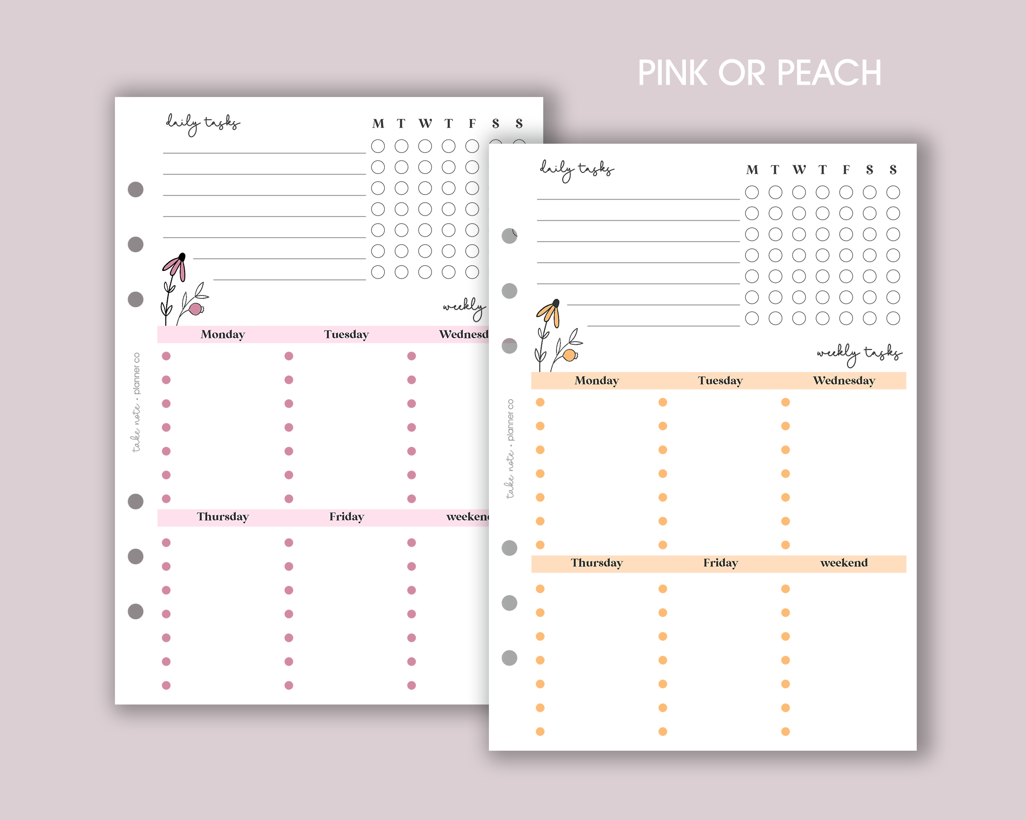 Weekly Tasks Planner Inserts <!---daisy-->