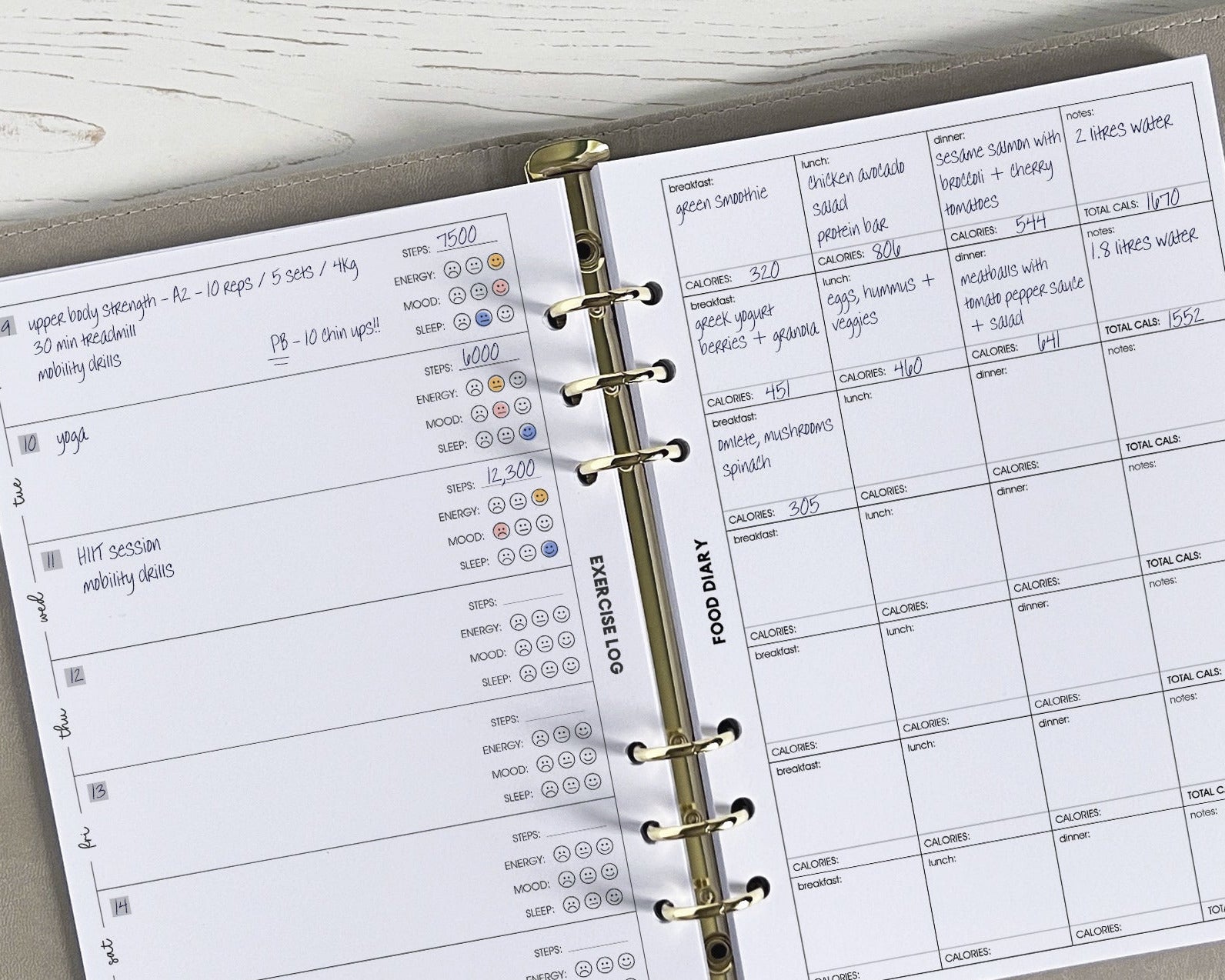 Exercise & Food Log Inserts (12 month) <!---opt3-->