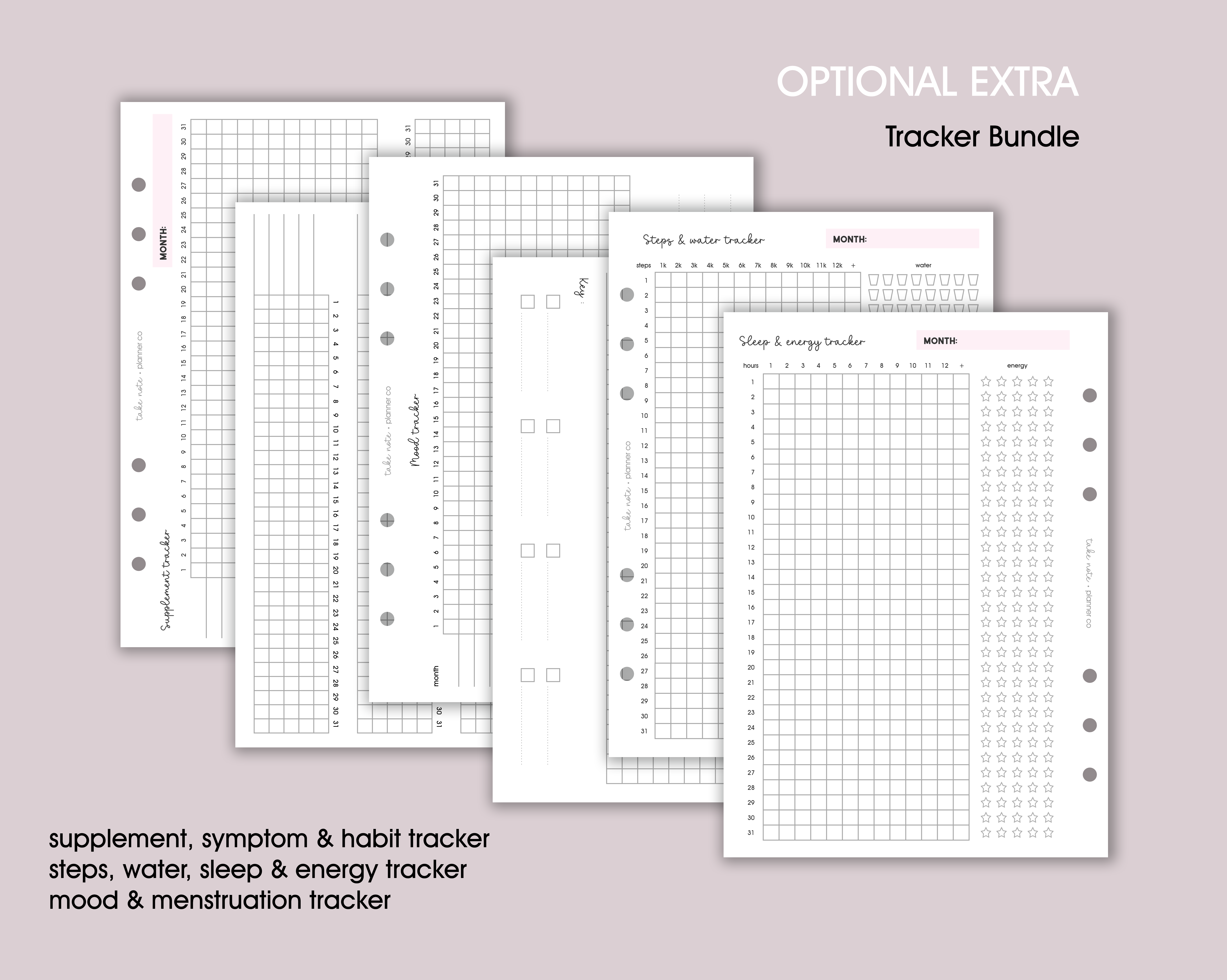 Exercise & Food Log Inserts (12 month) <!---opt1-->