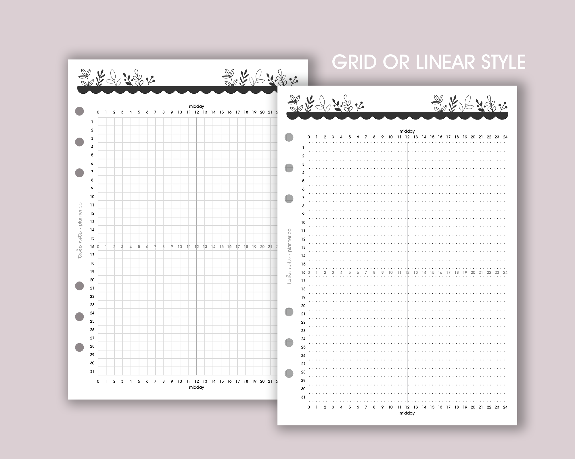 24 Hour Symptom Tracker Inserts <!---floral-->