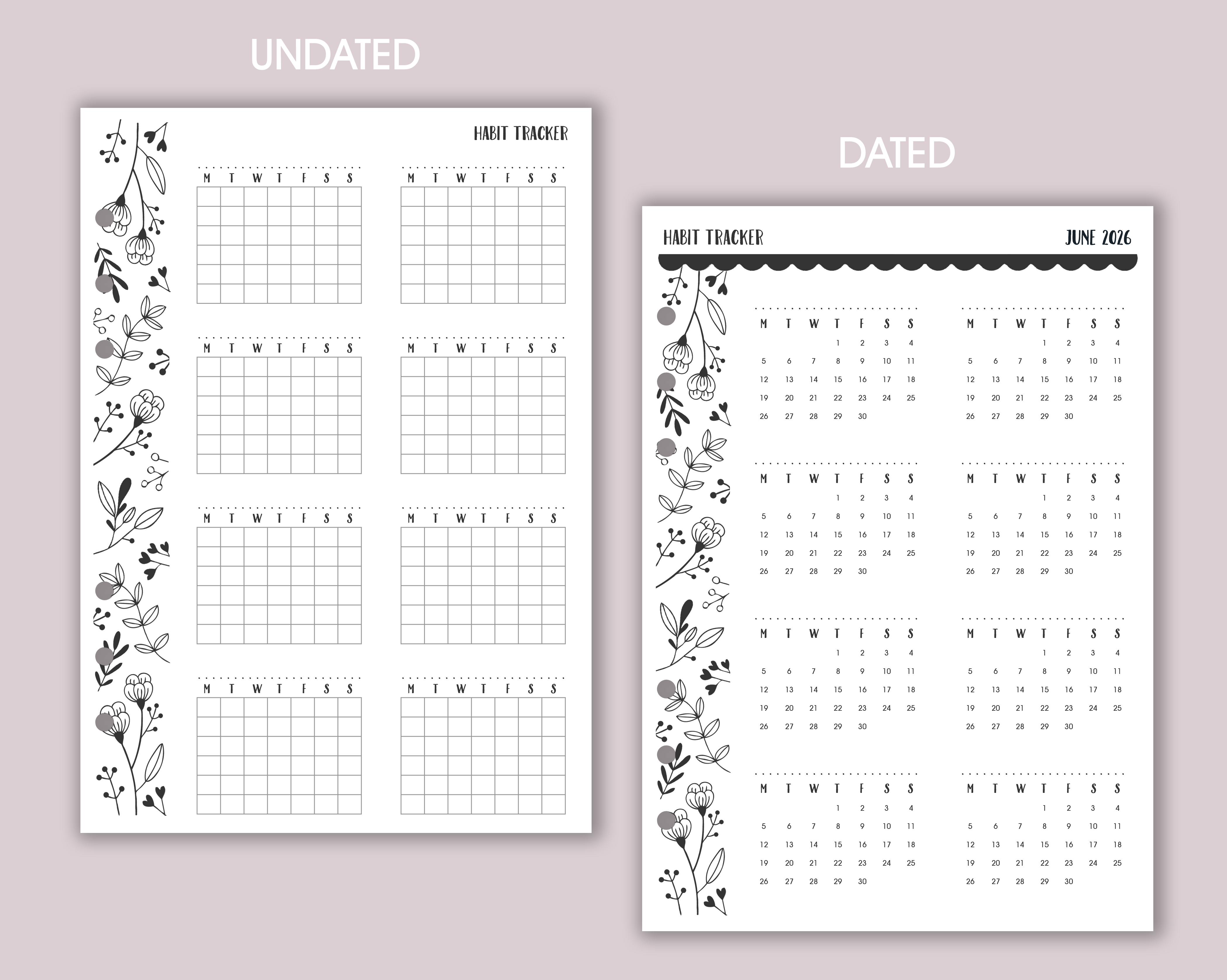 Habit Tracker Inserts <!---floral-->