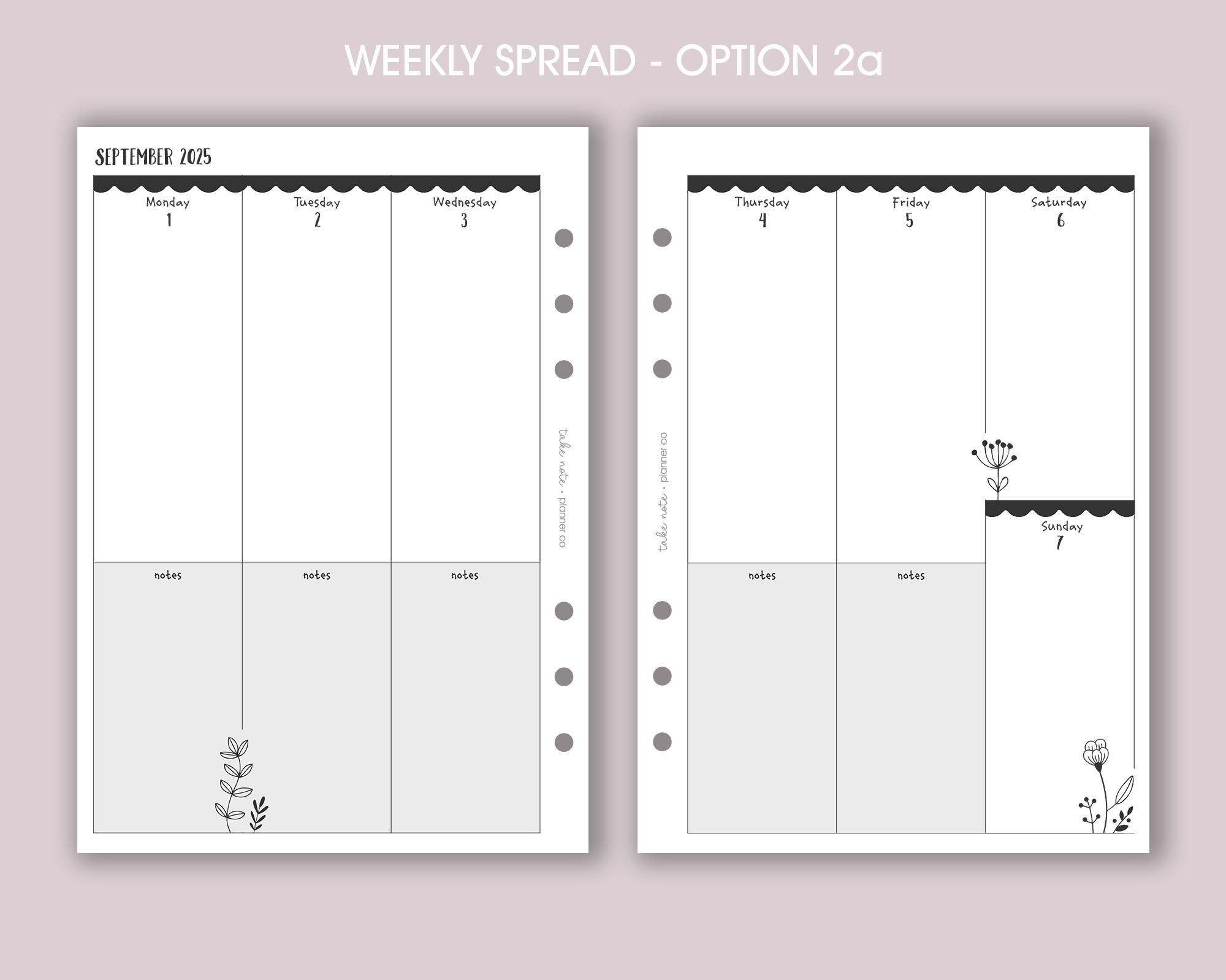 Dated Weekly Planner Inserts <!---floral:WEEK7-->