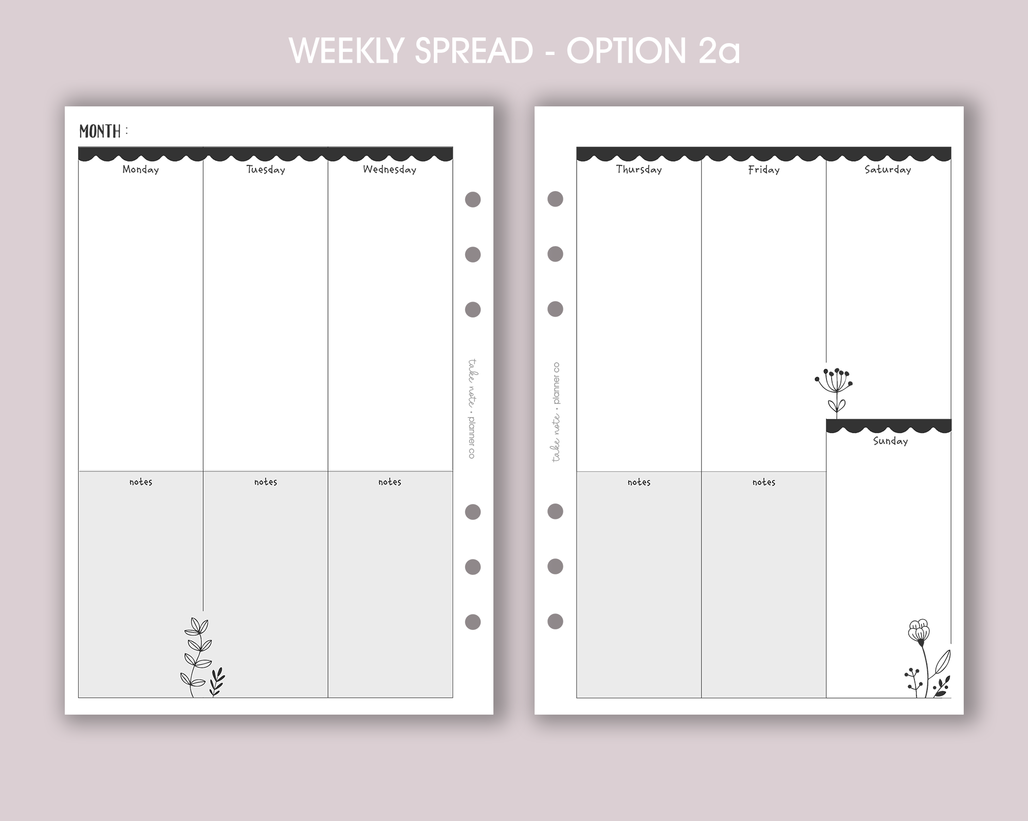 Undated Weekly Planner Inserts <!---floral:WEEK7-->