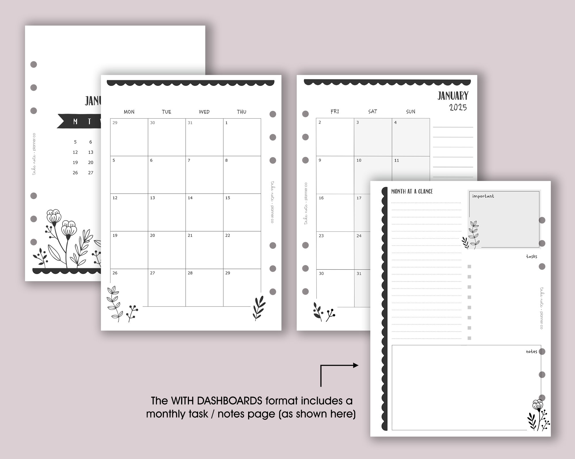 Dated Monthly Inserts <!---floral:MONTH1-->