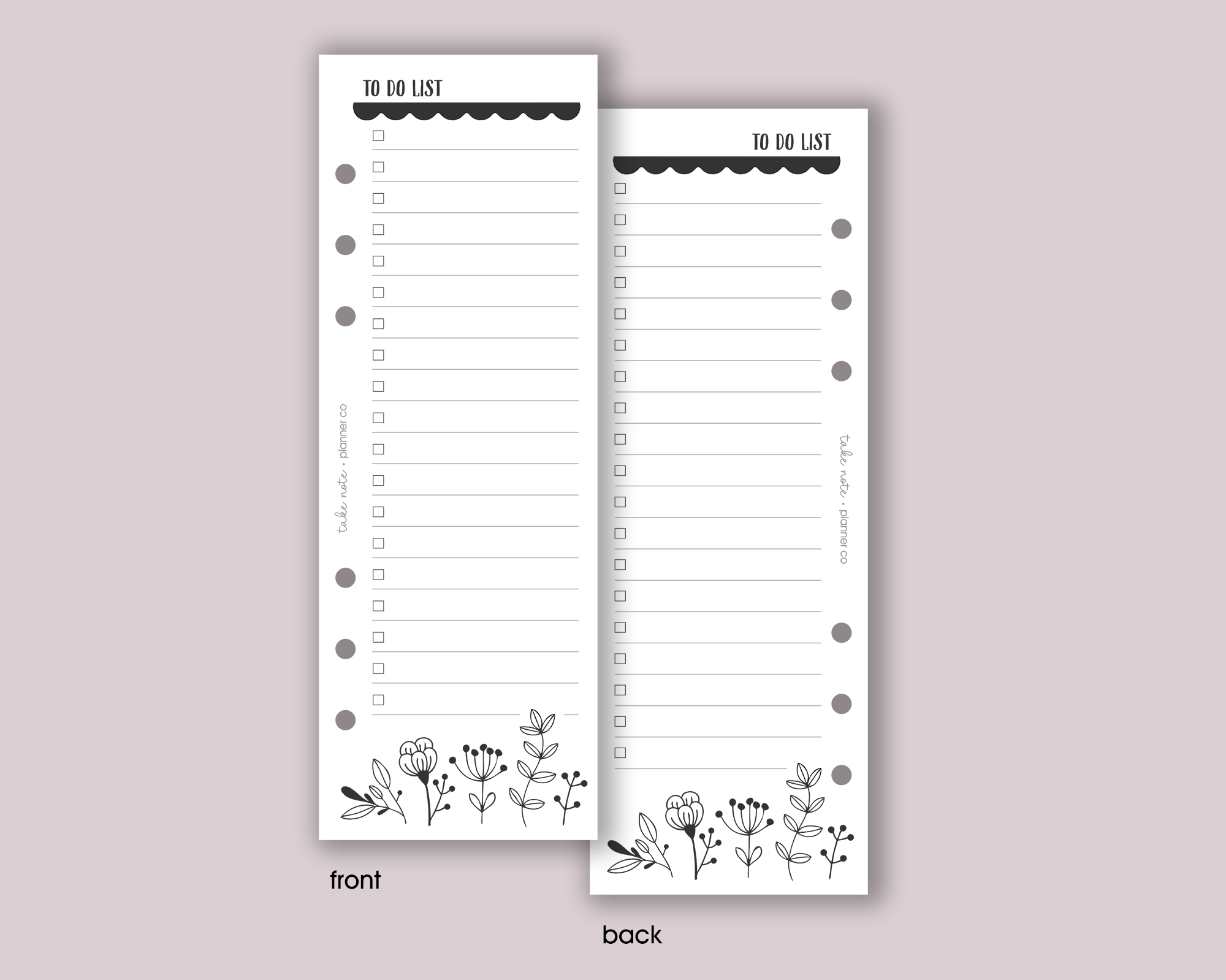 Slim To Do List Inserts <!---floral-->