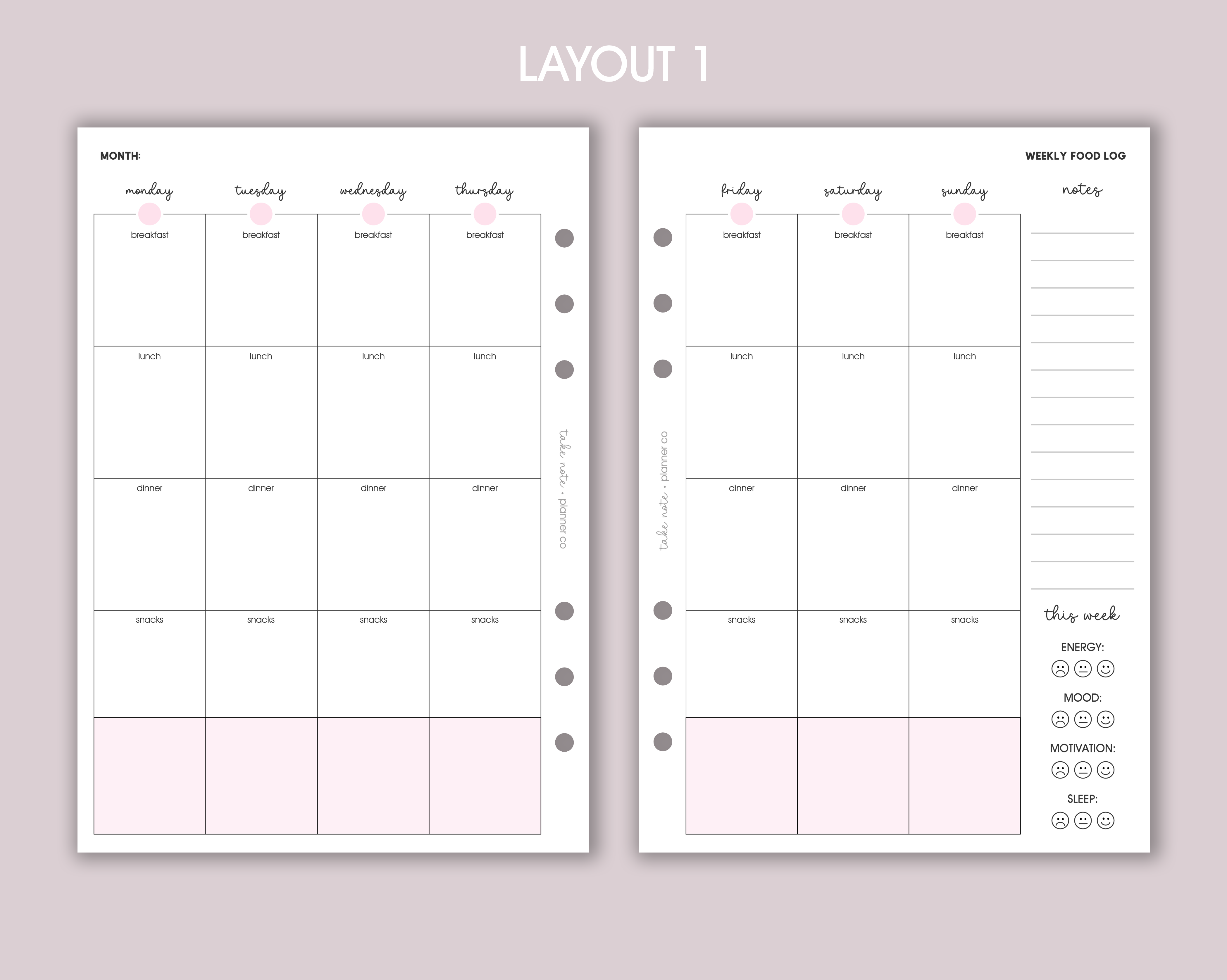 Food Log Inserts (12 month)