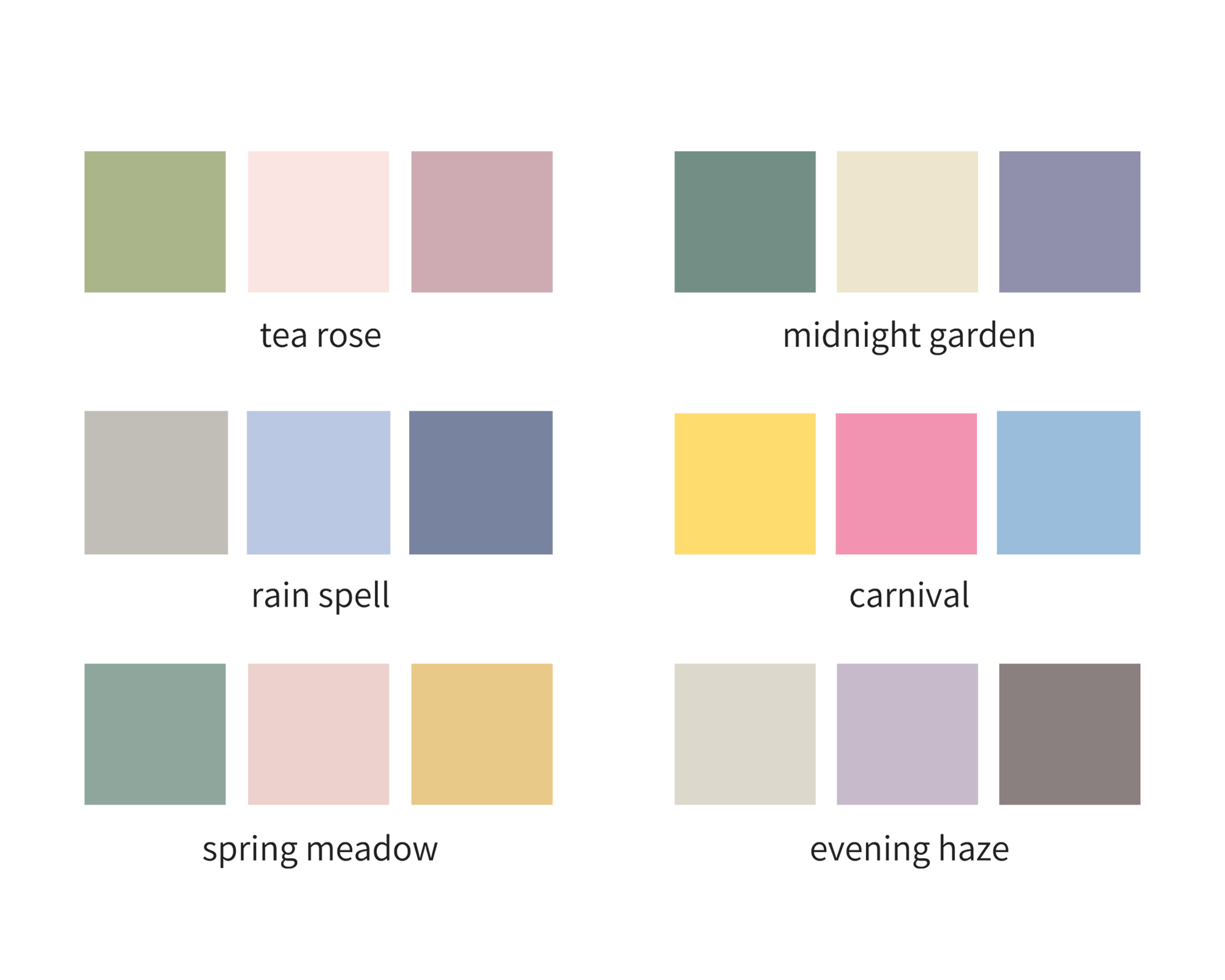 Colour swatches with names and a white background